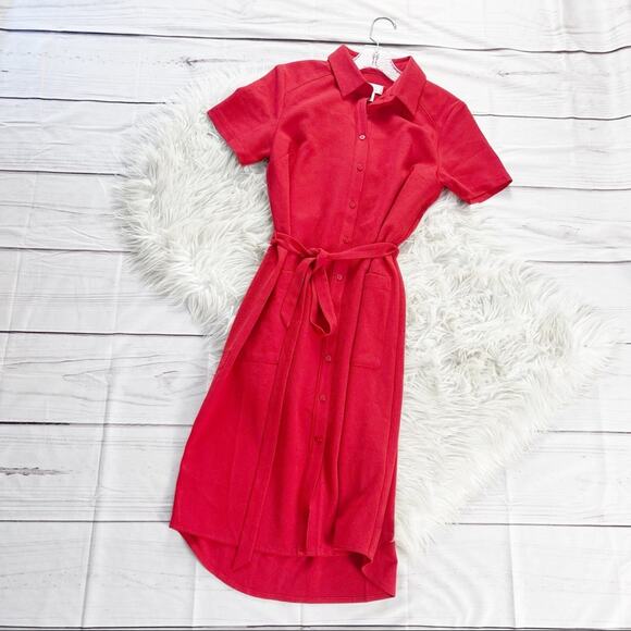 Rachel Parcell Women's Everyday Woven Button‎ Up Red Shirtdress Size Small - Picture 2 of 5